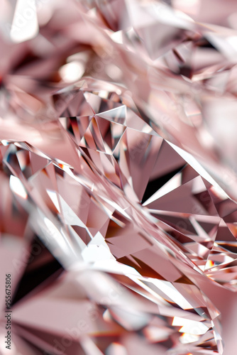 Pale pink diamond crystal gem glitter background. Pastel colored shiny surface background photo