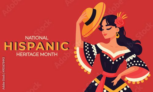 National Hispanic Heritage Month  illustration with dancing woman