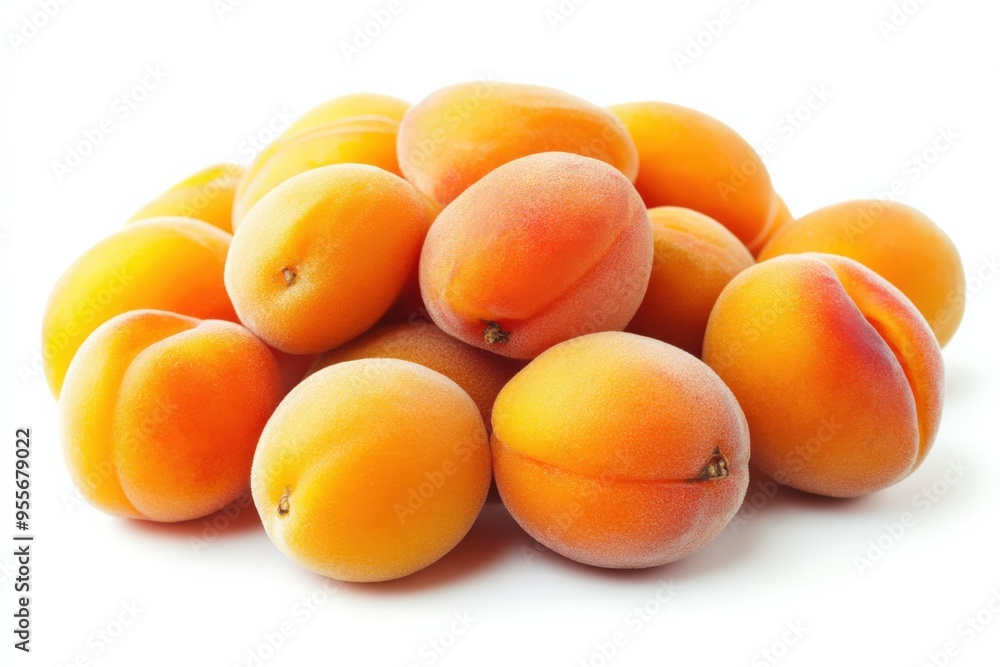 Apricots Isolated. Fresh and Ripe Apricot Fruits on White Background Apricots Isolated. Fresh and Ripe Apricot Fruits on White Background