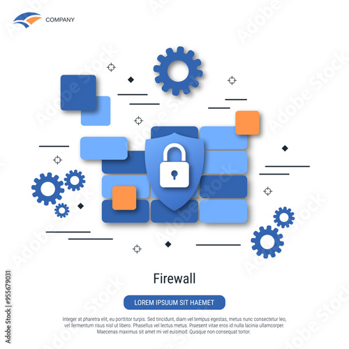 Firewall, computer security, data protection, antivirus guard flat style vector concept illustration