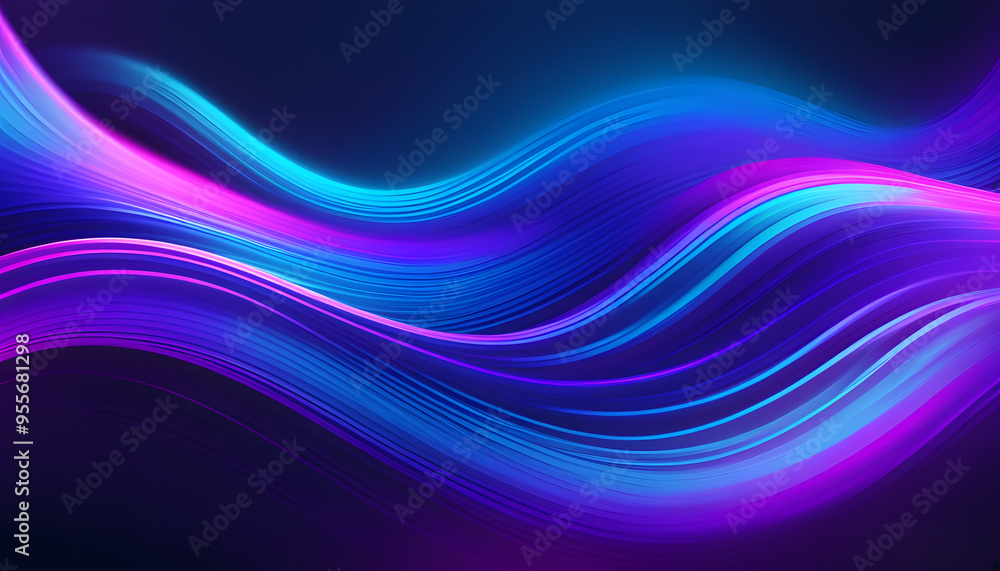 Fototapeta premium Abstract Neon Waves Background in Blue and Pink
