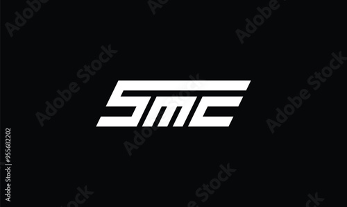 Foto The SMC letter logo design has a black background in Illustrator, and the vector logo has a modern alphabet font overlap style