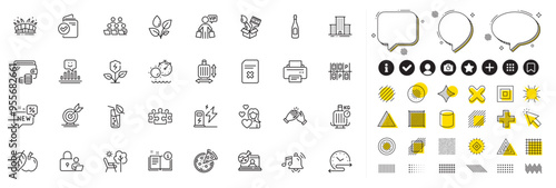 Set of Time schedule, Eco power and Target goal line icons for web app. Design elements, Social media icons. Arena stadium, Verification document, New icons. Vector