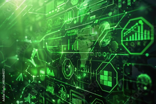 Green investment illustration for ads or web banners.