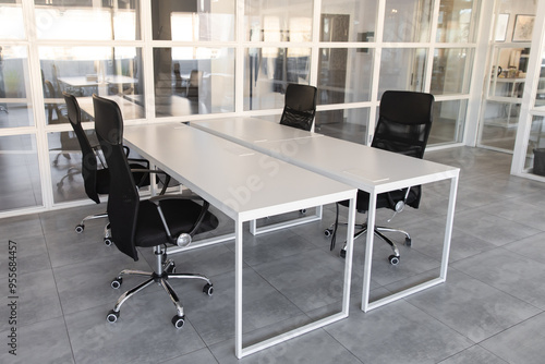 Working space in the modern office with contemporary furniture