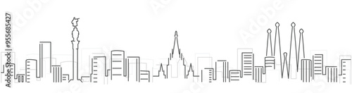 Barcelona Simple Dark Lines Skyline on White Background