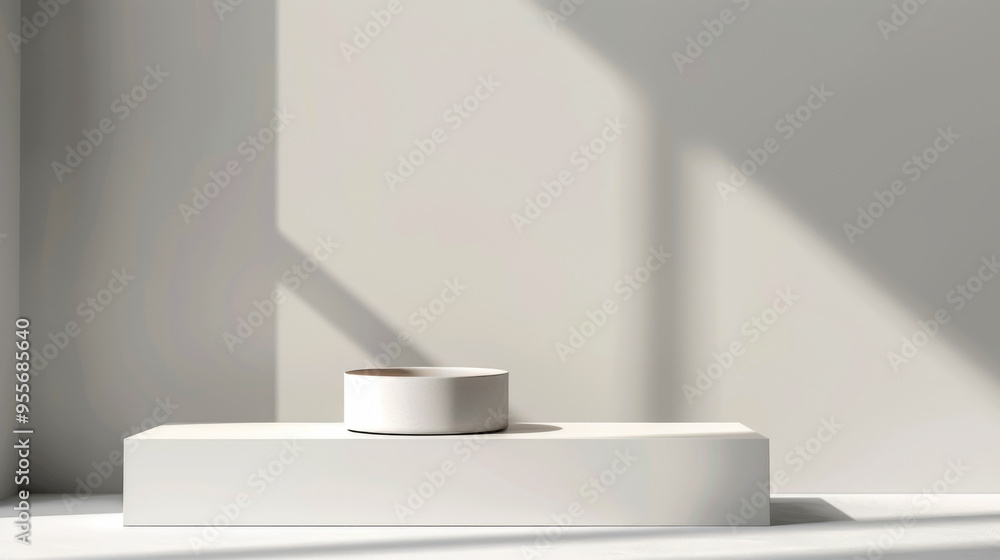 A white cylindrical object rests on a smooth, flat surface, casting shadows across a plain wall. Natural light enhances the minimalist aesthetic of the indoor space A white cylindrical object rests on a smooth, flat surface, casting shadows across a plain wall. Natural light enhances the minimalist aesthetic of the indoor space
