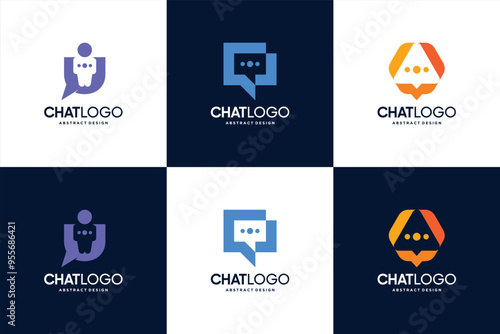 Modern chat communication logo design collection