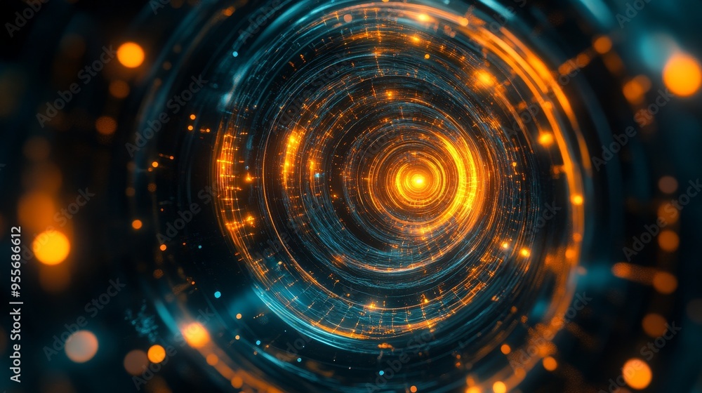 Obraz premium Abstract concentric rings with a glowing effect in the center 