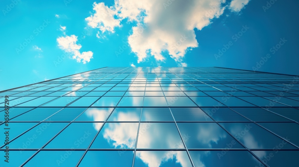 modern office tower under clear blue sky, showcasing futuristic enterprises concept with ample space for copywriting modern office tower under clear blue sky, showcasing futuristic enterprises concept with ample space for copywriting