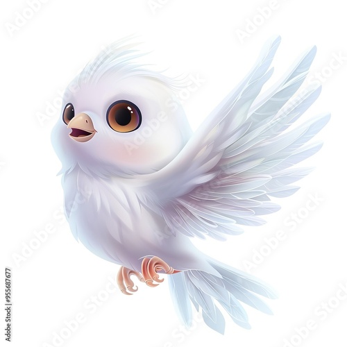 Finch ghost fantasy animal cartoon isolated whitebackground