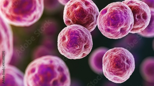 Microscopic view of Chlamydia trachomatis bacteria, highlighting their small, intracellular form within human cells 