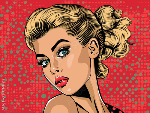 Beautiful blonde woman. Pop art retro vector illustration. Comic book style imitation