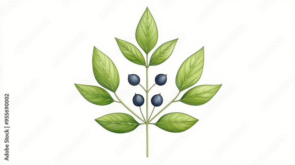 Naklejka premium A botanical illustration of a plant that is used in science or research, with a focus on capturing the plant's scientific properties.