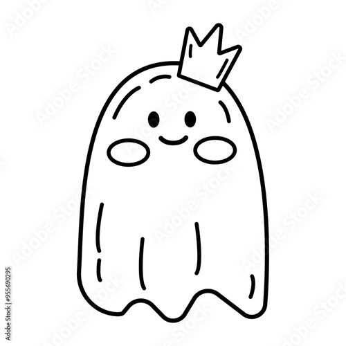 Kawaii cute halloween ouline ghost