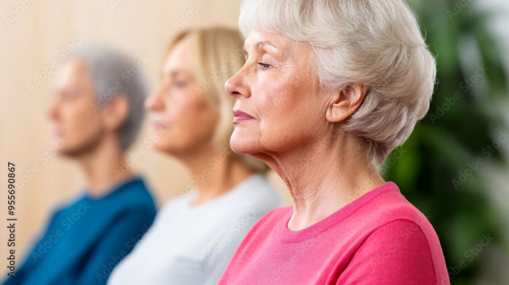 Seniors attending a spiritual discussion group, sharing insights, calm and respectful environment Seniors attending a spiritual discussion group, sharing insights, calm and respectful environment