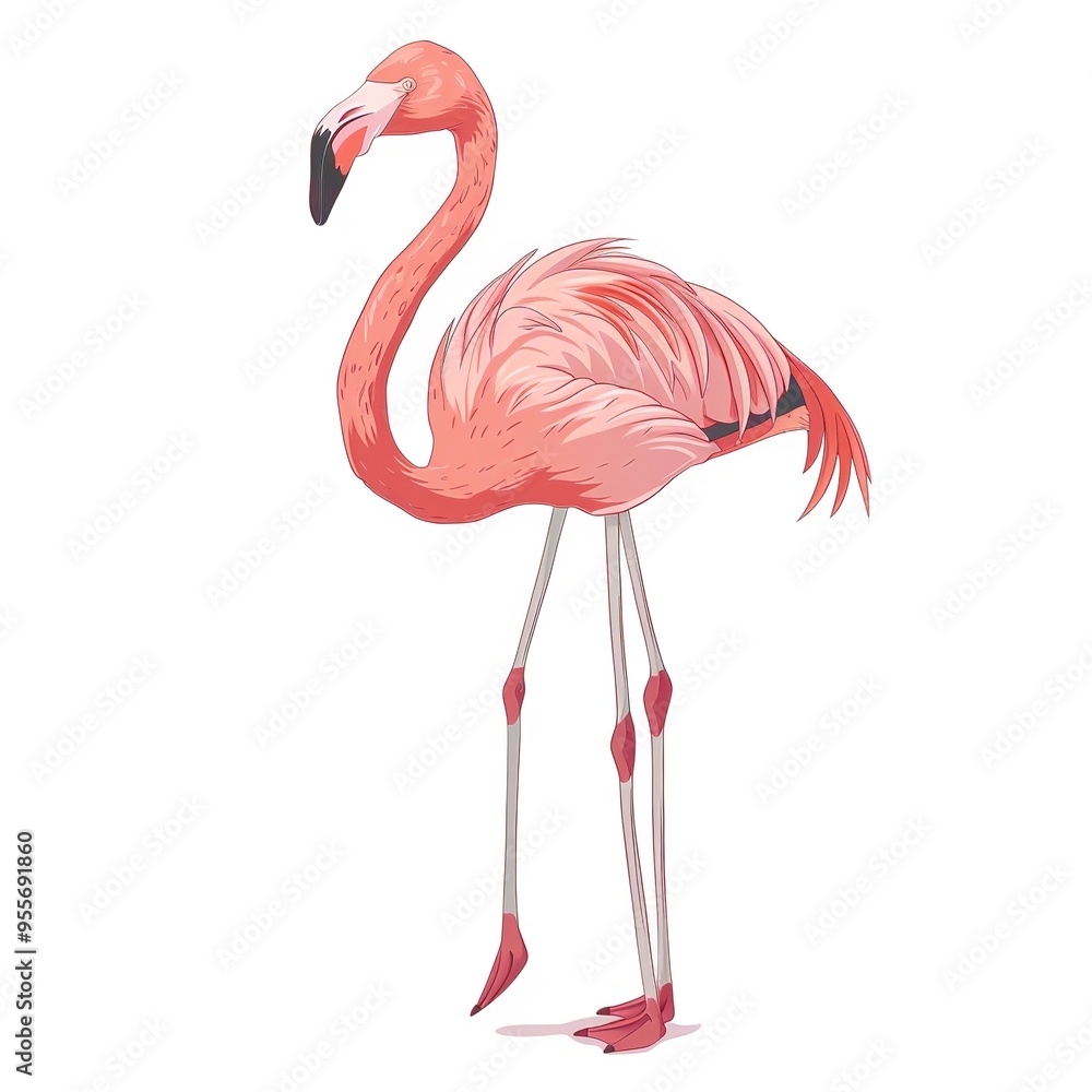 Fototapeta premium Flamingo Aether animal cartoon isolated whitebackground 16:9