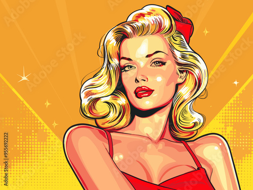 Beautiful pin up girl in a swimsuit. Vector illustration