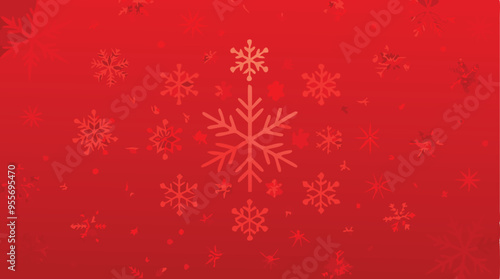 Christmas Red Background with Snowflakes, Festive Red Gradient Design with Delicate Texture, Christmas Decorative Style, Perfect for Holiday Themes, High-Resolution Flat Design, Seasonal Atmosphere