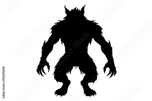 Werewolf silhouette ancient mythology fantasy. Vector illustration.