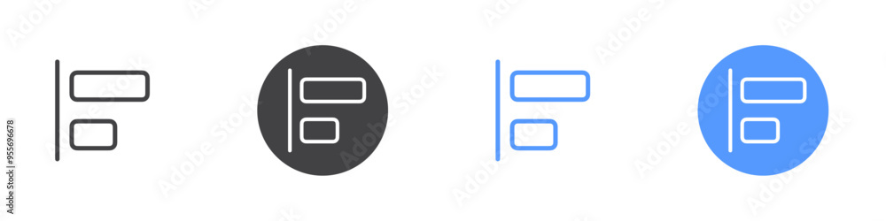 Align icon Flat set in black and white color Align icon Flat set in black and white color