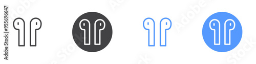 Airpods icon Flat set in black and white color