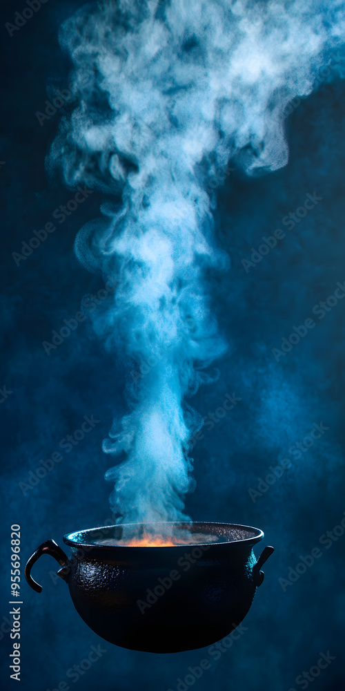 Floating Cauldron with Magical Steam Rising Floating Cauldron with Magical Steam Rising