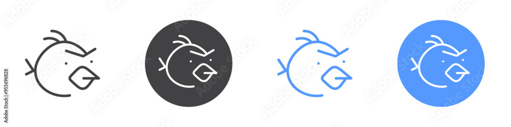 Obraz premium Angry bird icon Flat set in black and white color