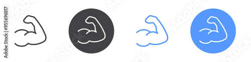 Arm icon Flat set in black and white color