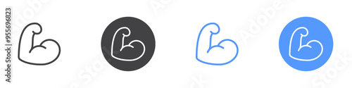 Arm icon Flat set in black and white color