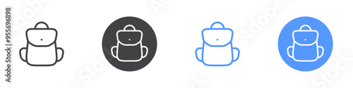 Backpack icon Flat set in black and white color