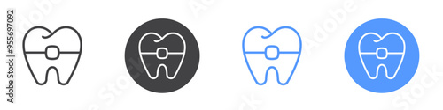 Braces icon Flat set in black and white color