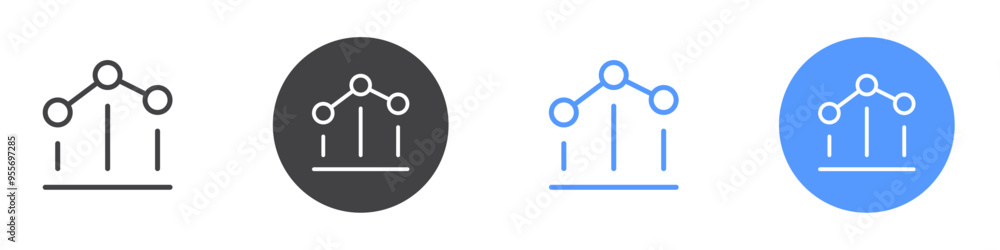 Chart bar line icon Flat set in black and white color Chart bar line icon Flat set in black and white color