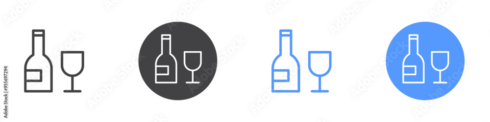 champagne icon Flat set in black and white color champagne icon Flat set in black and white color