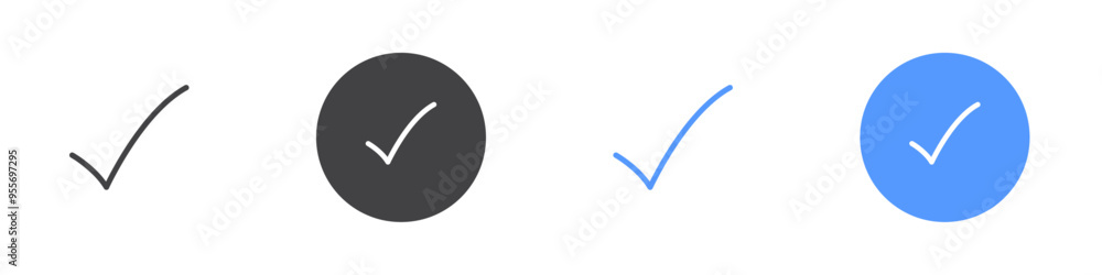 Checkmark icon Flat set in black and white color Checkmark icon Flat set in black and white color