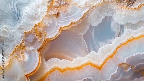 Polished chalcedony showing the natural banded patterns in warm pastel colors