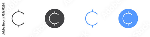 Cent icon Flat set in black and white color