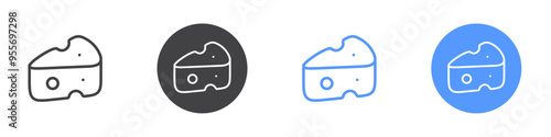 Cheese icon Flat set in black and white color