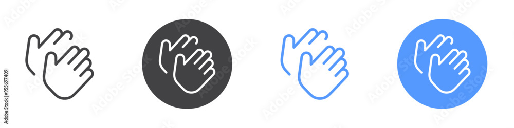 Clapping icon Flat set in black and white color Clapping icon Flat set in black and white color