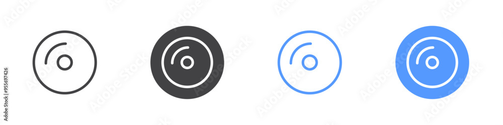 Compact disk icon Flat set in black and white color Compact disk icon Flat set in black and white color