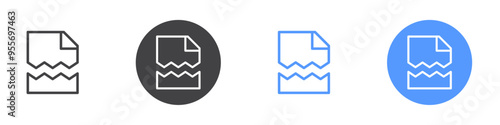 Cracked file icon Flat set in black and white color