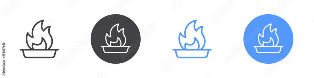 Fire icon Flat set in black and white color Fire icon Flat set in black and white color
