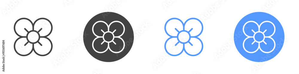 Flower icon Flat set in black and white color Flower icon Flat set in black and white color