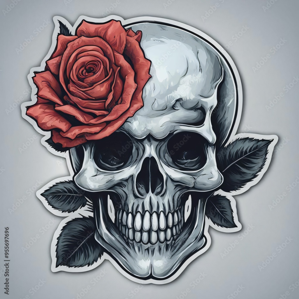 Sticker skull with roses. T-shirt sticker skull design.
Mockup template tattoo with skull Sticker skull with roses. T-shirt sticker skull design.
Mockup template tattoo with skull