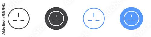 Plug icon Flat set in black and white color