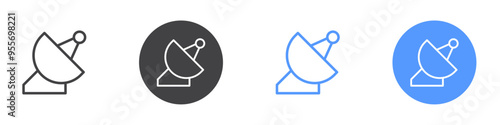 Satellite dish icon Flat set in black and white color