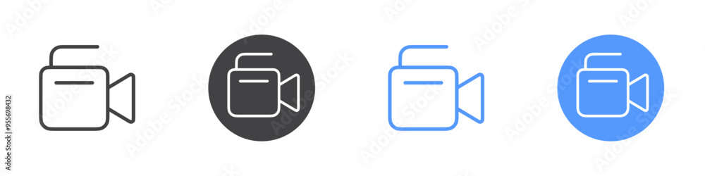 Video Camera icon Flat set in black and white color Video Camera icon Flat set in black and white color