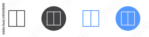 Vertical half layout icon Flat set in black and white color