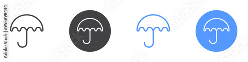 Umbrella icon Flat set in black and white color