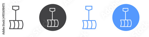 Winter shovel icon Flat set in black and white color